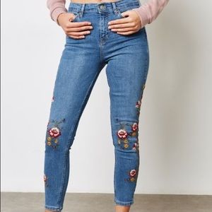 Topshop Embroidered Jeans
